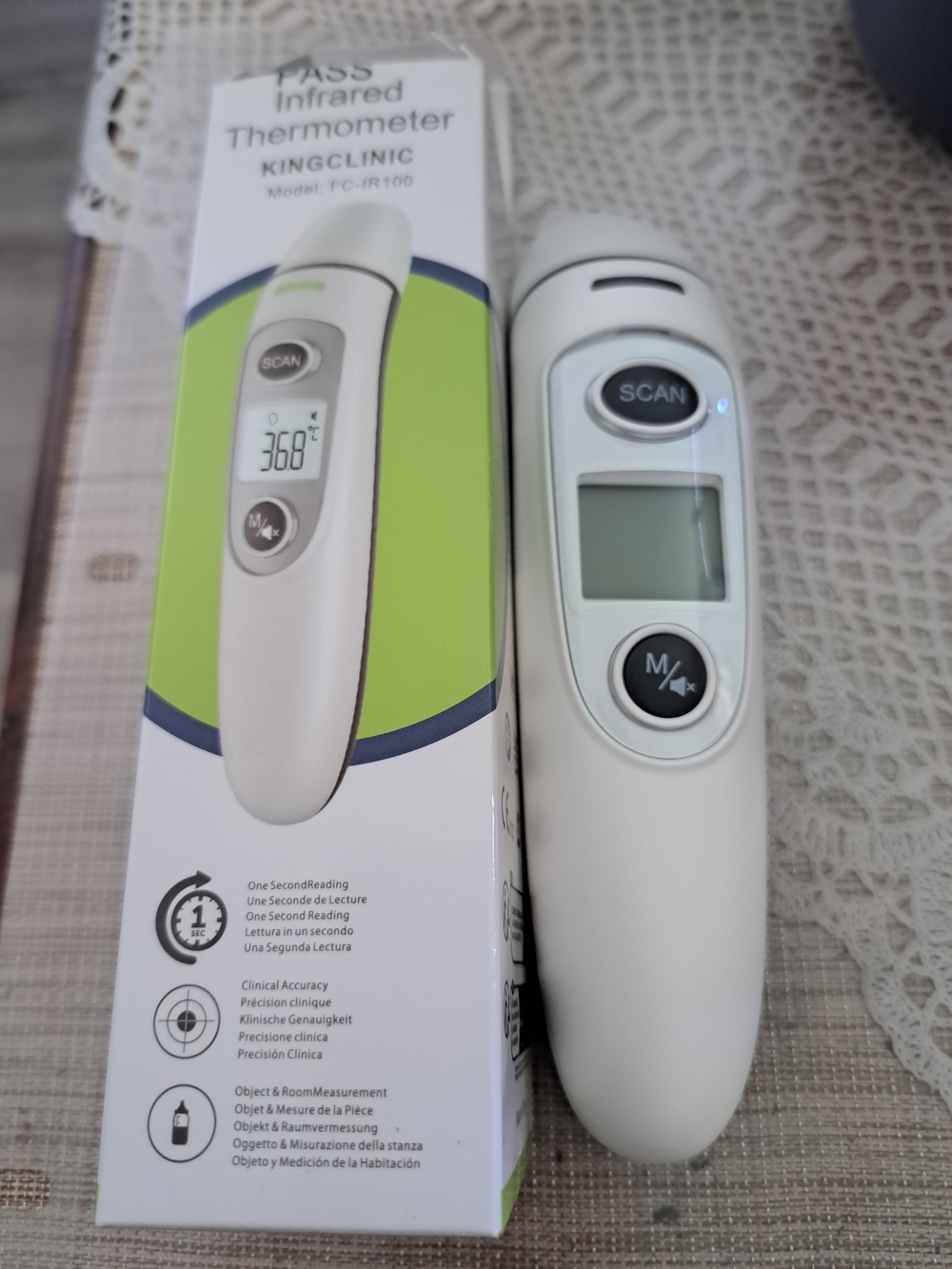 White Infrared Thermometer - Non-Contact Digital Forehead Scanner
